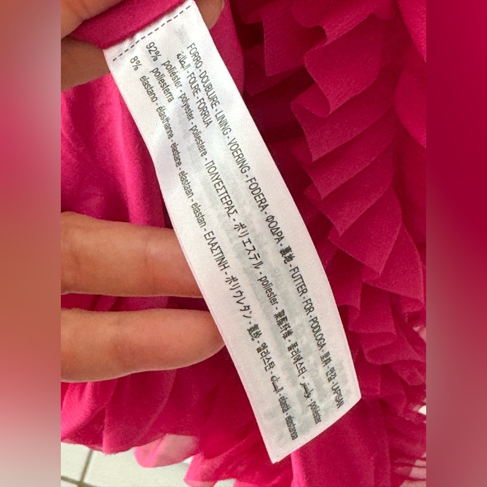 ZARA LIMITED EDITION FUCHSIA RUFFLE COAT KNIT DRESS - Picture 6 of 15